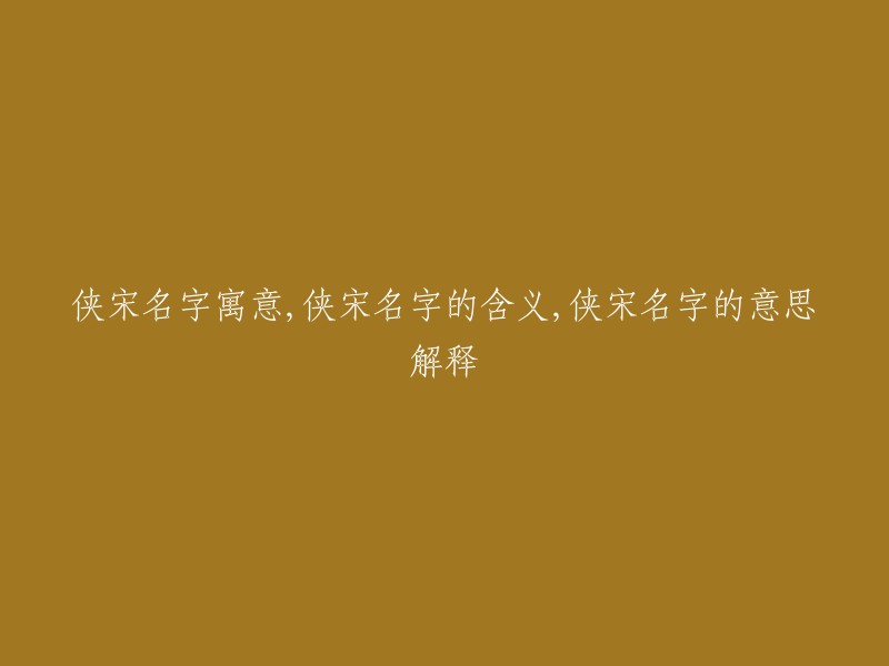 侠宋"名字的寓意、含义和解释