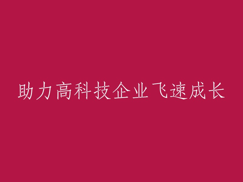 推动高科技企业迅速壮大