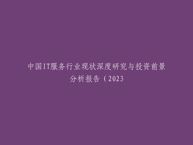 中国IT服务行业：2023年深度研究与投资前景展望报告"