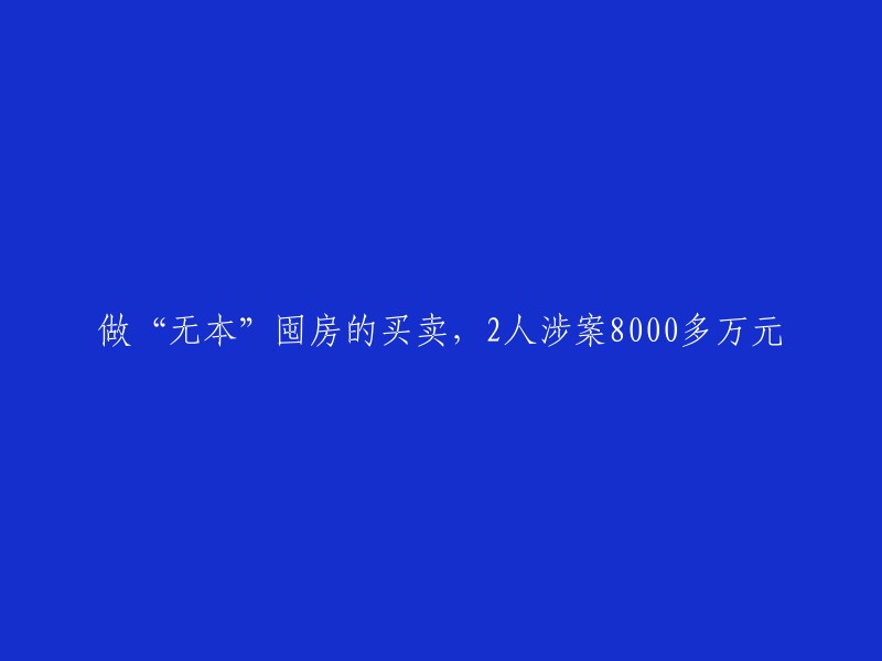 涉及近8千万元的无本房地产投资交易：两人被控此案"