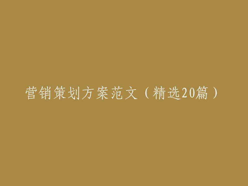 20篇精选营销策划方案范文，助您成功推广活动"