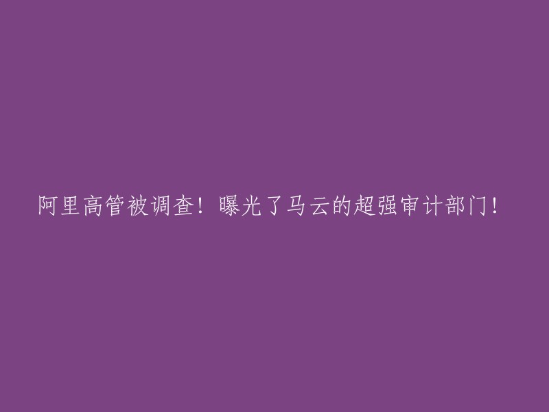 阿里巴巴高管接受调查，揭示马云领导下强大的审计部门！