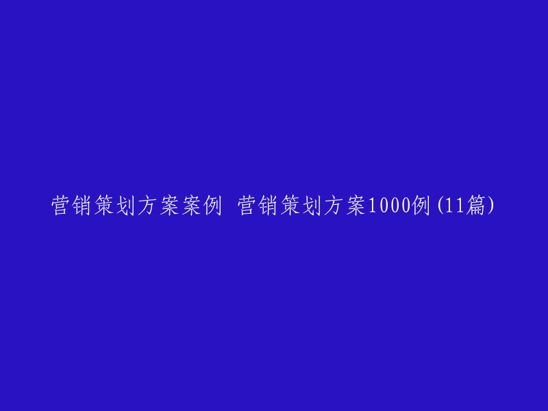 11个营销策划方案实例研究：深入理解和掌握成功的营销策略"