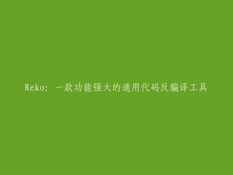 Reko:一款全面且强大的通用代码反编译工具