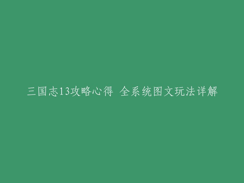 以下是重写后的标题：三国志13攻略心得 全系统图文玩法详解    