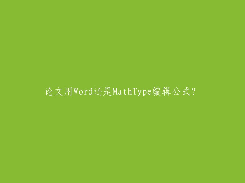 在论文中使用Word还是MathType来编辑公式？