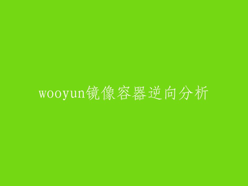 Wooyun镜像容器逆向分析的重写标题可以是“如何使用dive工具对Wooyun容器镜像进行深入分析”。