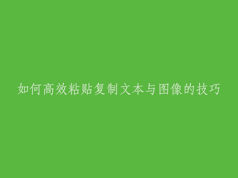 提高效率的文本和图像复制粘贴技巧