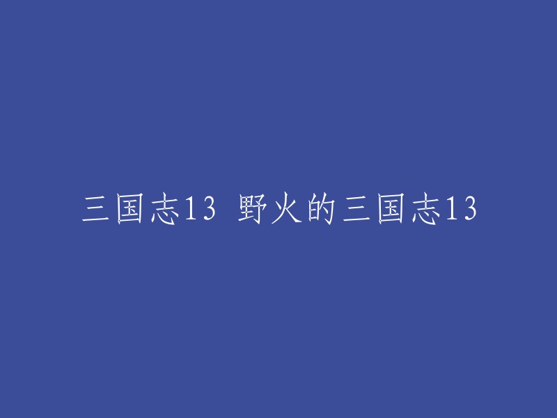 您好，您的标题应该是“三国志13 野火的三国志13”。这是一个以华夏历史为背景的MOD,其中包括了从夏朝到中华人民共和国成立的58个势力。在游戏中，玩家可以控制这些势力中的人物，挑战难度以满足成就为目标。