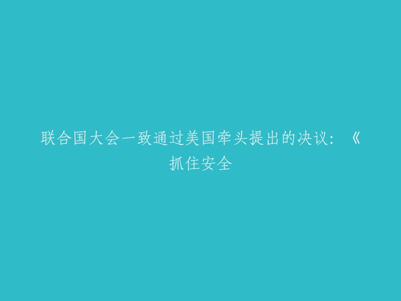 联合国大会普遍支持美国领导的决议：《确保安全》"