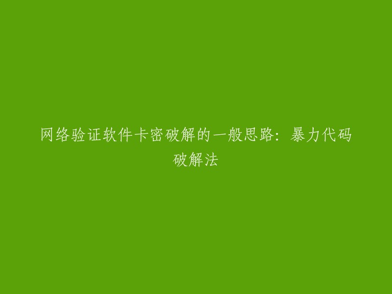 网络验证软件的常见破解方法：暴力代码破解策略