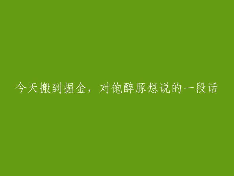 搬迁至掘金的今天，我想对饱醉豚说的一段话