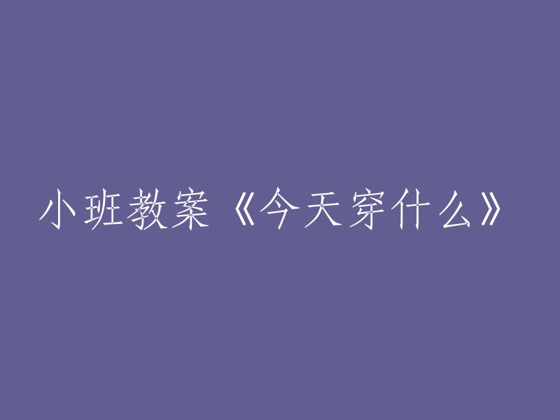 小班《今日着装选择》教案