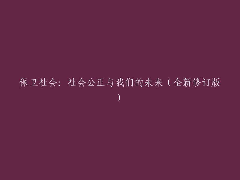 维护社会安全：社会公正与我们的未来(全新修订版)