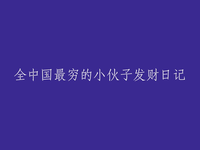 《中国最贫穷小伙子的致富历程：每日财务记录与成长故事》