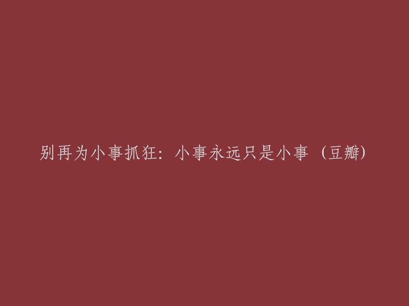 别再为小事抓狂：小事永远只是小事 (豆瓣)