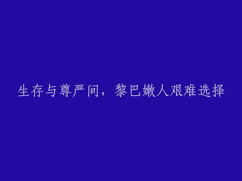 黎巴嫩人：在生存和尊严之间做出艰难抉择