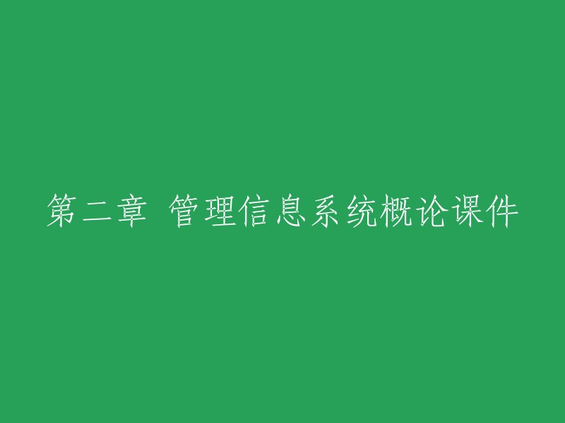 《管理信息系统概论》课程第二章课件整理